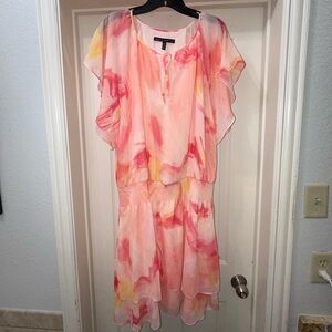 White House Black Market Pink and Yellow Dress